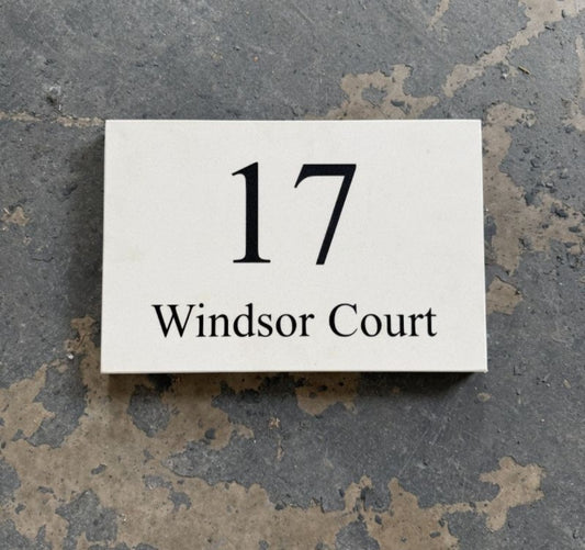 White Marble House Sign 30 x 20cm