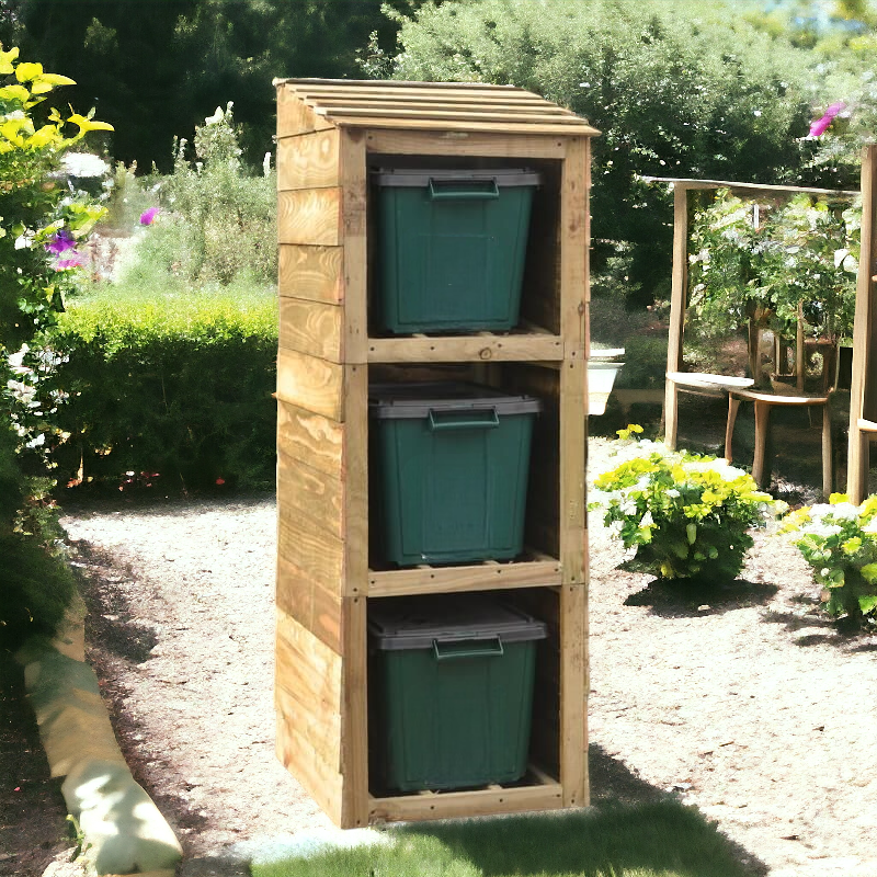 Wooden Recycling Bin Store FREE personalised address labels