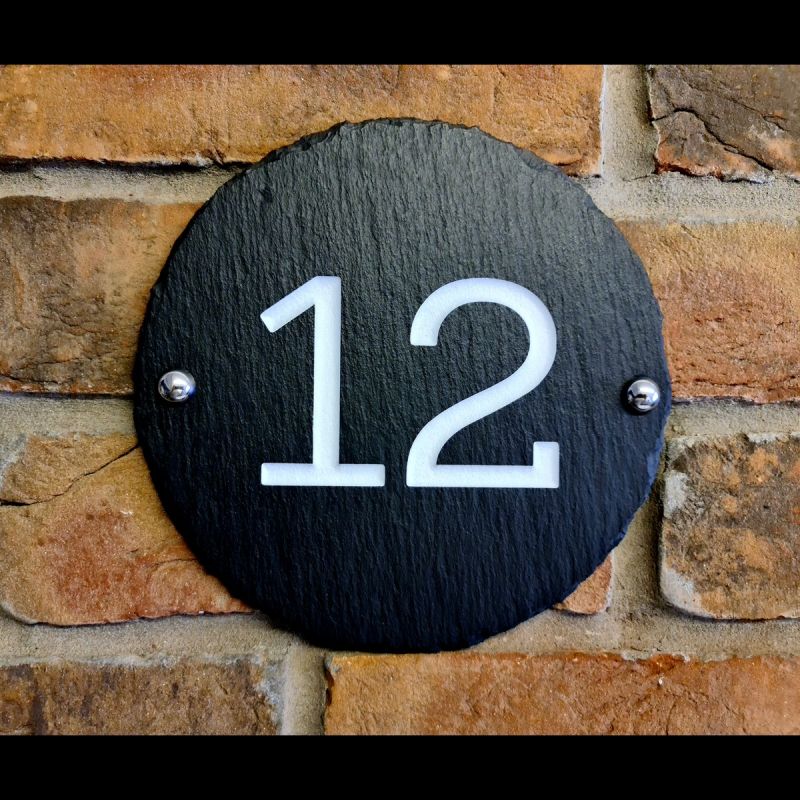 Round Rustic Slate House Number - 18cm/24cm diameter