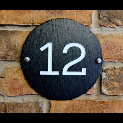 Round Rustic Slate House Number - 18cm/24cm diameter