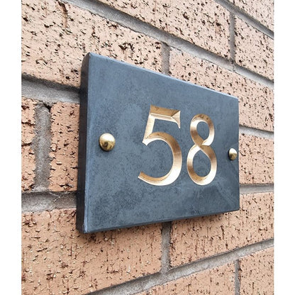 Premium slate house number 13 x 18 cm