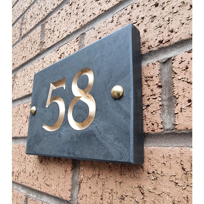 Premium slate house number 13 x 18 cm