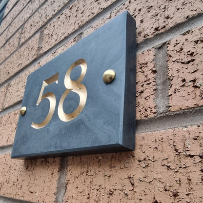 Premium slate house number 13 x 18 cm