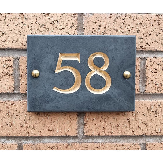 Premium slate house number 13 x 18 cm