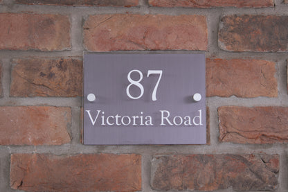 Double Layer Acrylic House Sign - Rectangle - Stainless Steel Effect