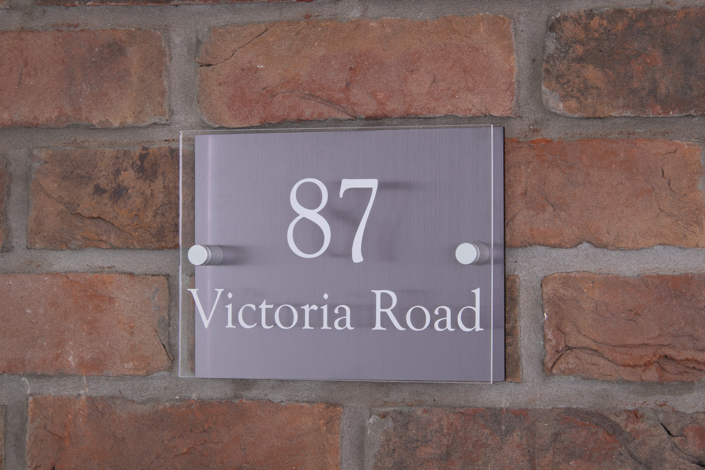 Double Layer Acrylic House Sign - Rectangle - Stainless Steel Effect
