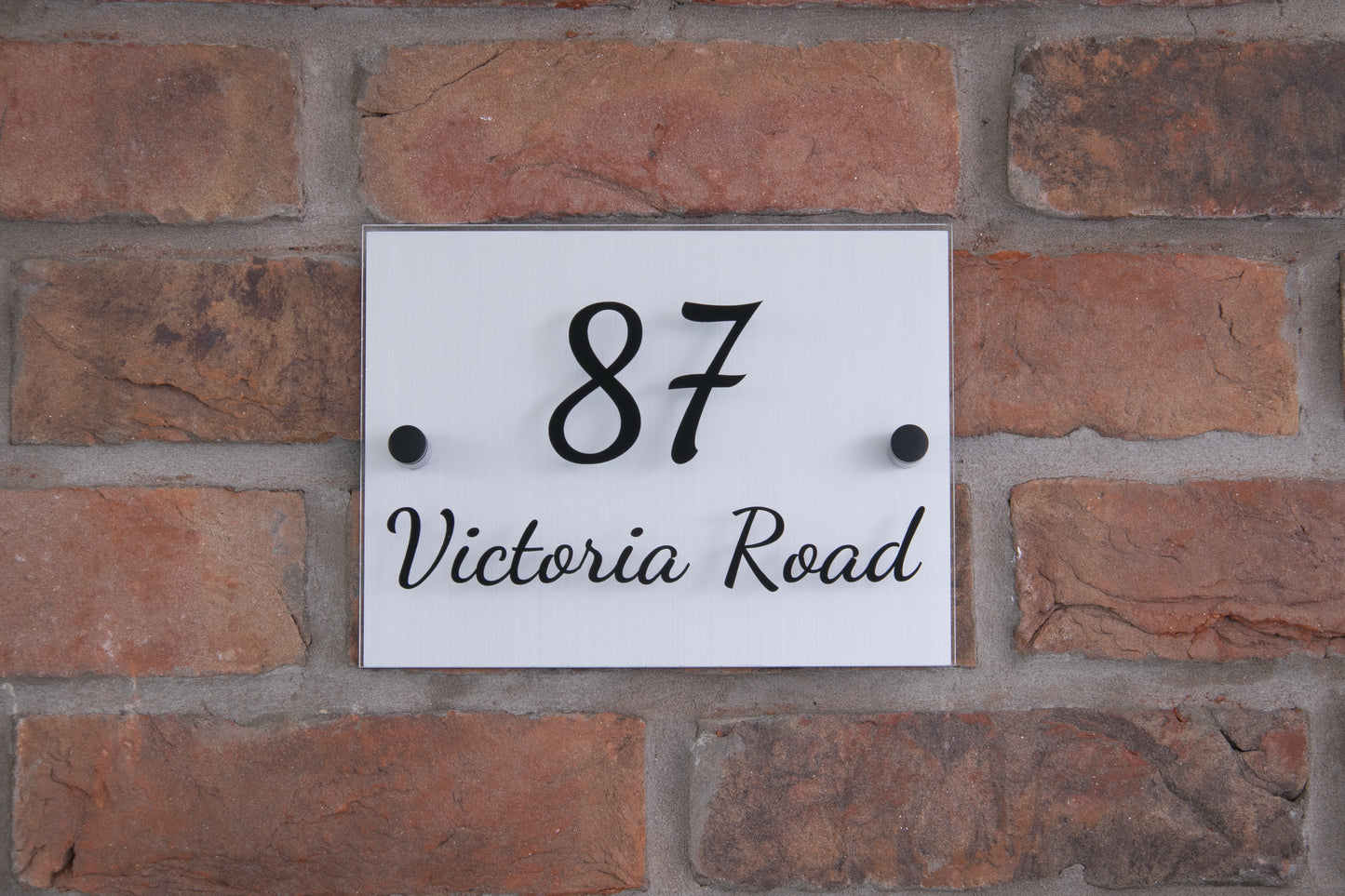 Double Layer Acrylic House Sign - Rectangle - Stainless Steel Effect