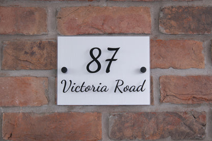 Double Layer Acrylic House Sign - Rectangle - Stainless Steel Effect