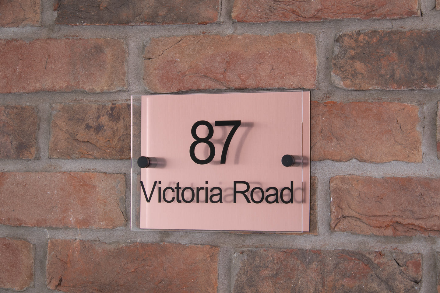 Double Layer Acrylic House Sign - Rectangle - Stainless Steel Effect