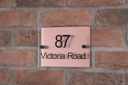 Double Layer Acrylic House Sign - Rectangle - Stainless Steel Effect
