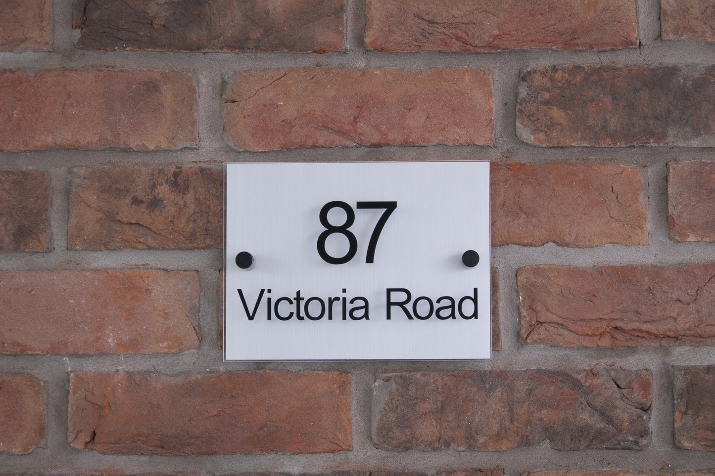 Double Layer Acrylic House Sign - Rectangle - Stainless Steel Effect