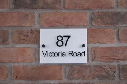 Double Layer Acrylic House Sign - Rectangle - Stainless Steel Effect