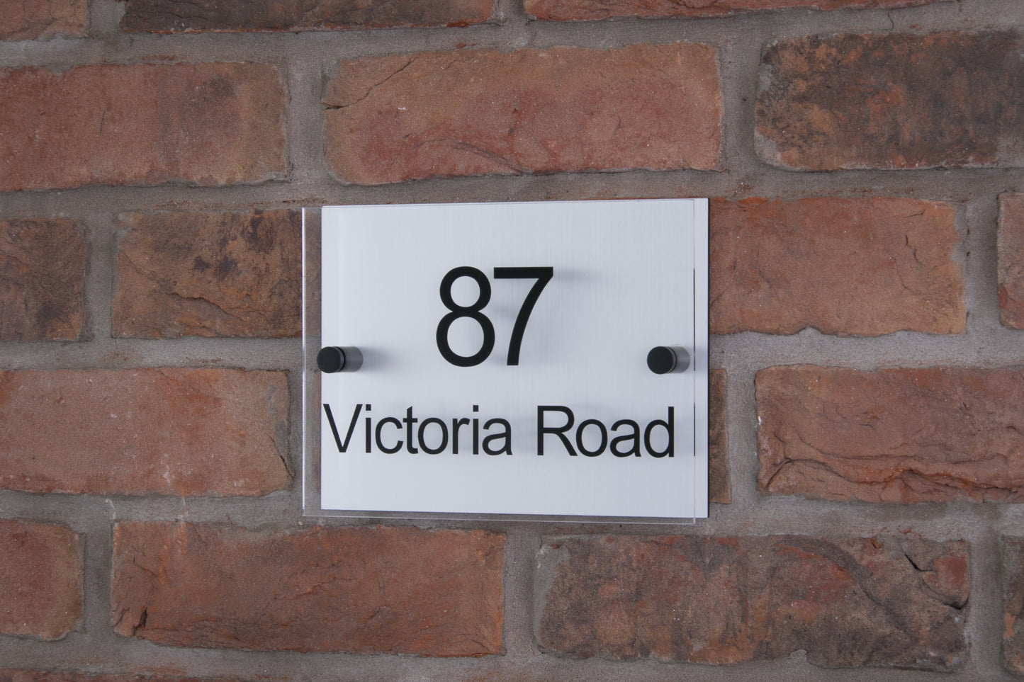Double Layer Acrylic House Sign - Rectangle - Stainless Steel Effect