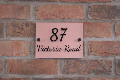 Double Layer Acrylic House Sign - Rectangle - Stainless Steel Effect