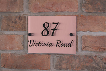 Double Layer Acrylic House Sign - Rectangle - Stainless Steel Effect