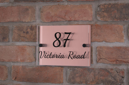 Double Layer Acrylic House Sign - Rectangle - Stainless Steel Effect