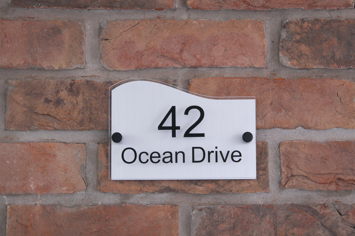 Double Layer Acrylic House Sign - Wave - Rose Gold