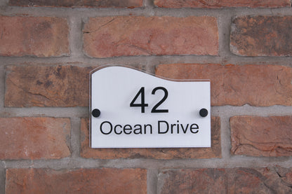 Double Layer Acrylic House Sign - Wave - Rose Gold