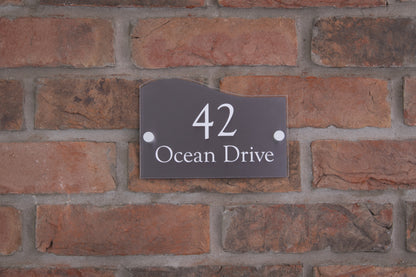 Double Layer Acrylic House Sign - Wave - Rose Gold