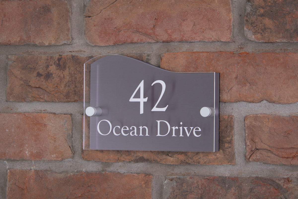 Double Layer Acrylic House Sign - Wave - Rose Gold