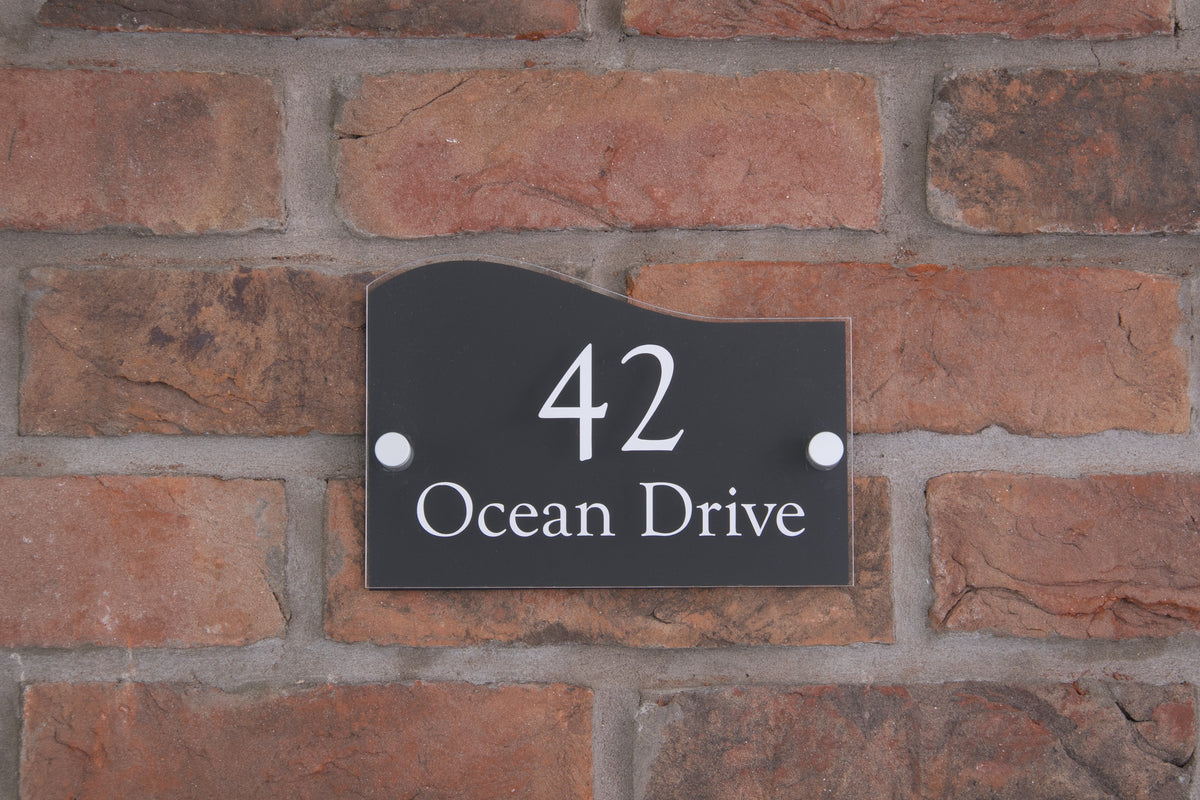 Double Layer Acrylic House Sign - Wave - Rose Gold