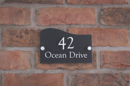 Double Layer Acrylic House Sign - Wave - Rose Gold