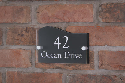 Double Layer Acrylic House Sign - Wave - Rose Gold