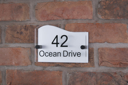 Double Layer Acrylic House Sign - Wave - Rose Gold