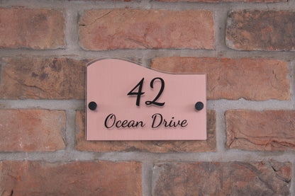 Double Layer Acrylic House Sign - Wave - Rose Gold