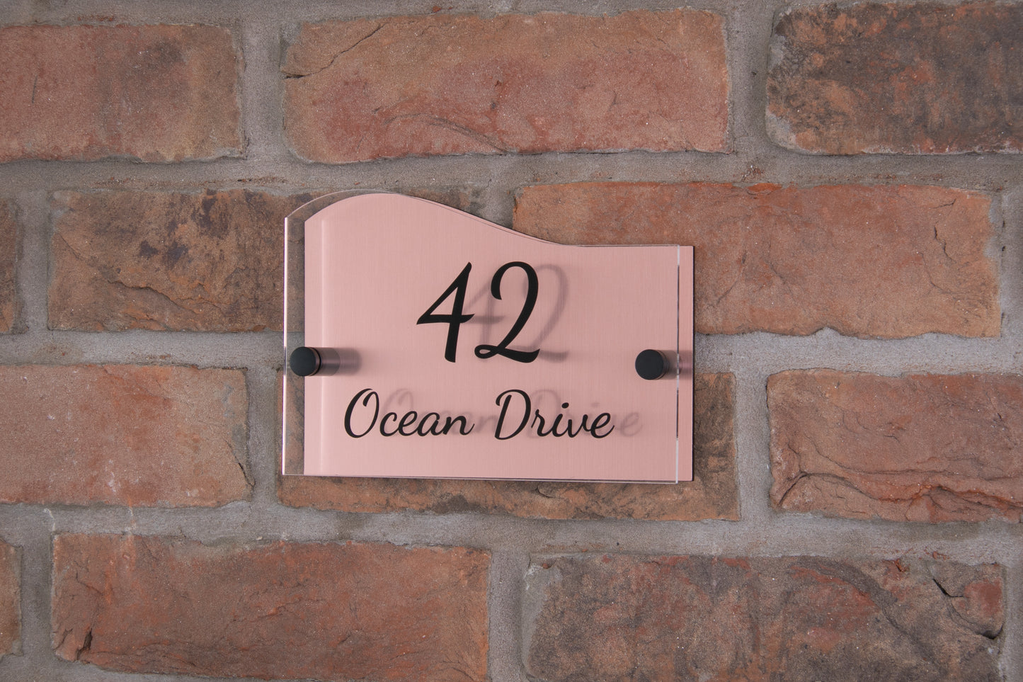 Double Layer Acrylic House Sign - Wave - Rose Gold