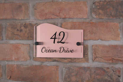 Double Layer Acrylic House Sign - Wave - Rose Gold