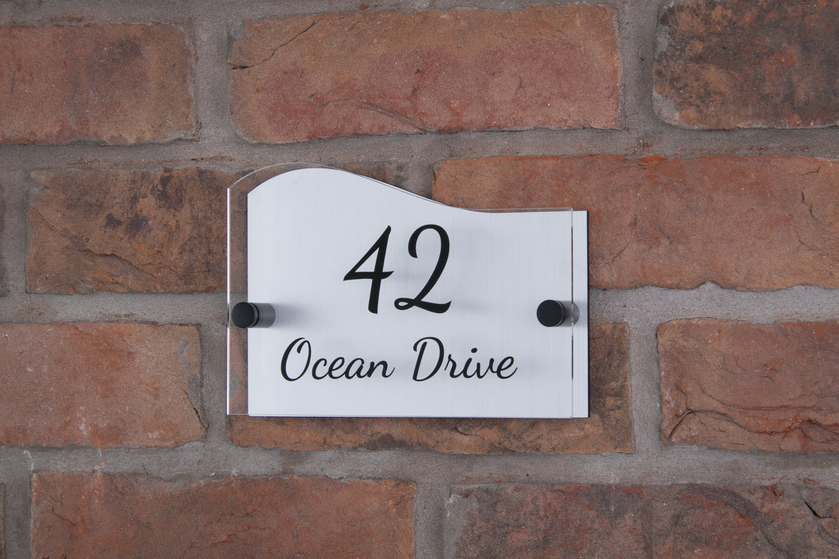 Double Layer Acrylic House Sign - Wave - Rose Gold