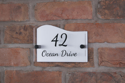 Double Layer Acrylic House Sign - Wave - Rose Gold