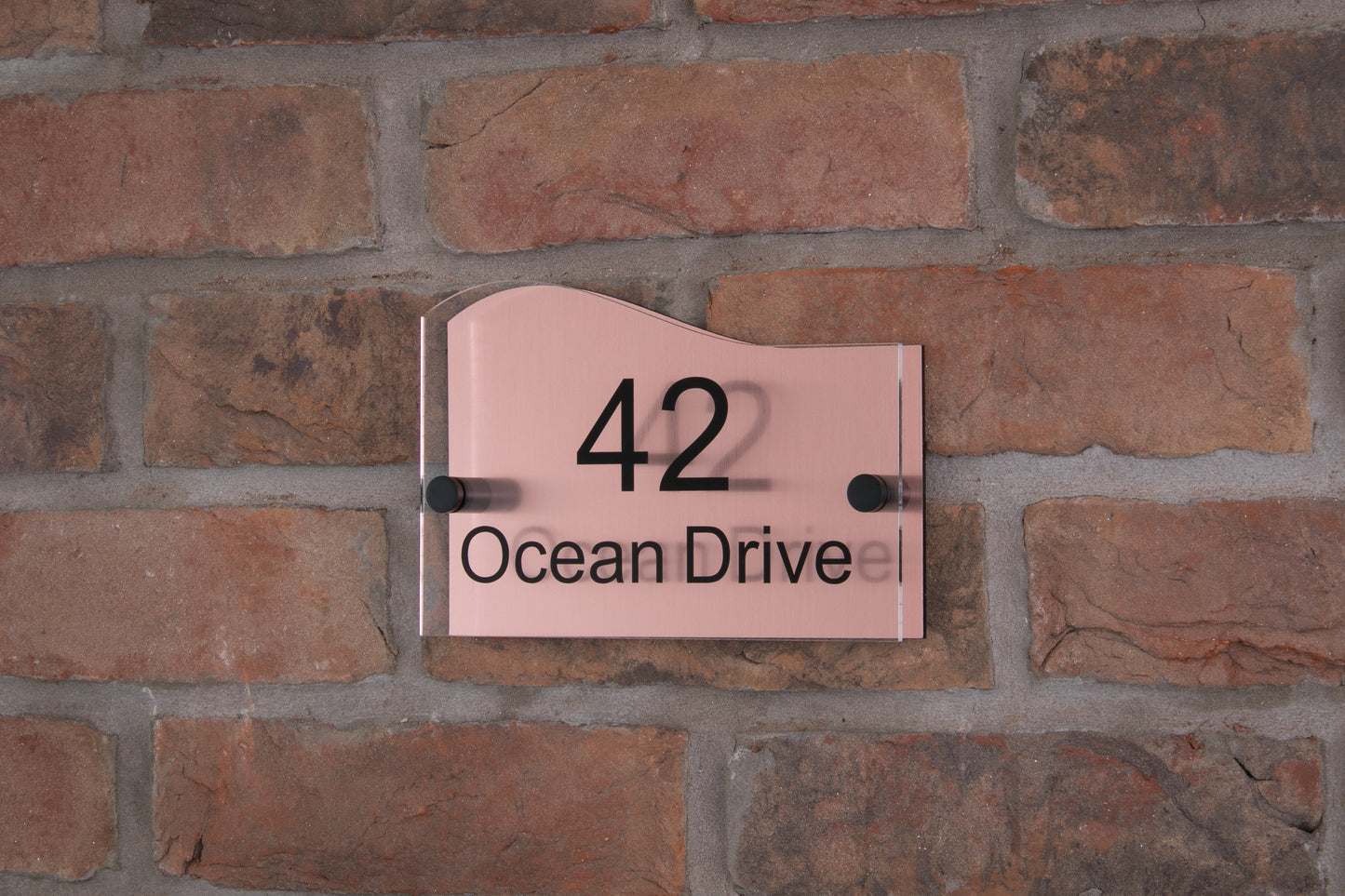 Double Layer Acrylic House Sign - Wave - Rose Gold
