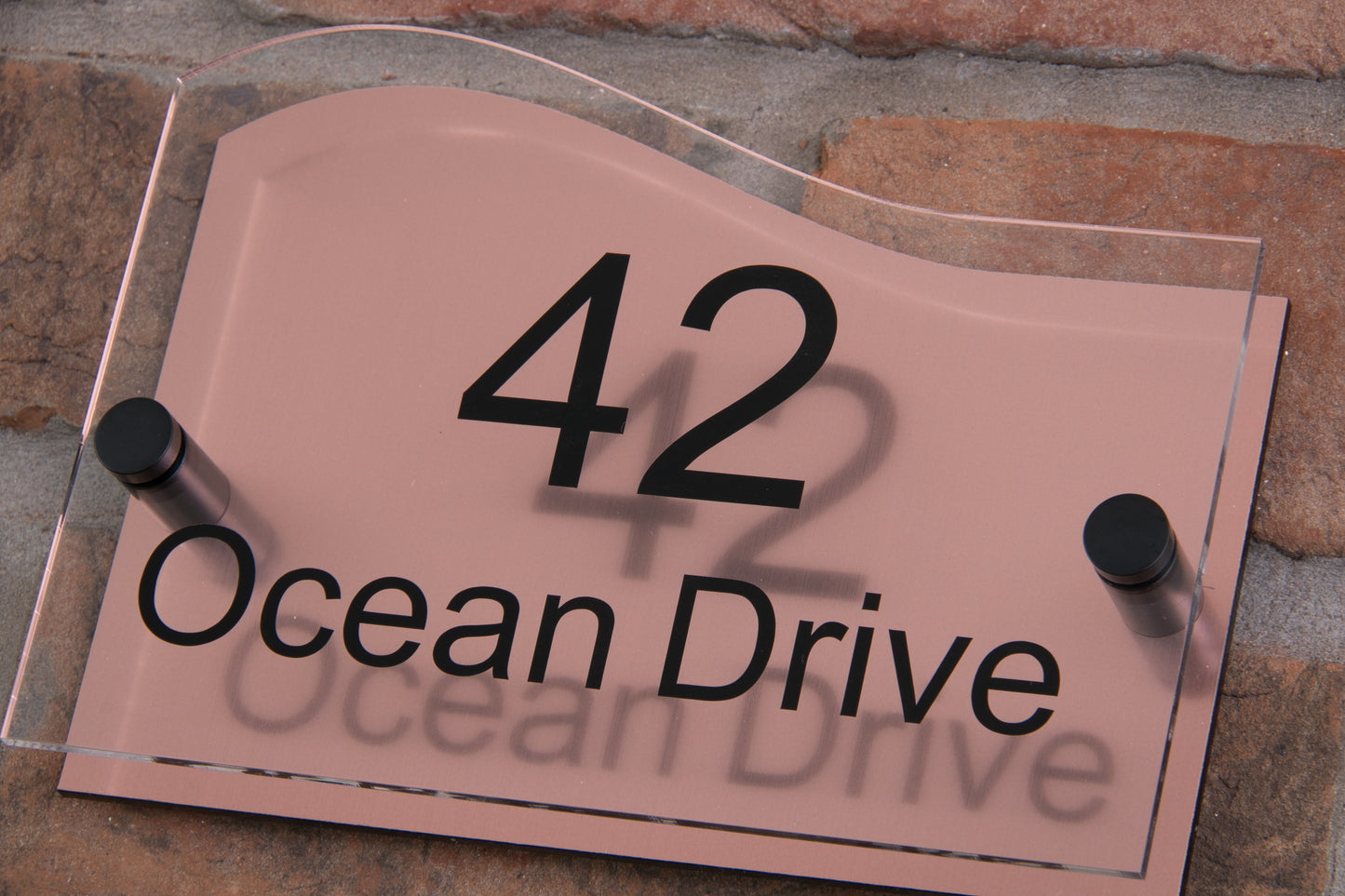 Double Layer Acrylic House Sign - Wave - Rose Gold