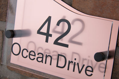 Double Layer Acrylic House Sign - Wave - Rose Gold