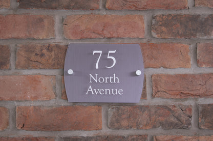 Double Layer Acrylic House Sign - Rounded Rectangle - Black/Stainless Steel Effect