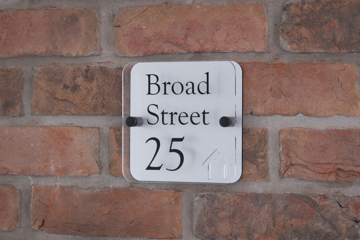 Double Layer Acrylic House Sign - Rounded Square - Black House
