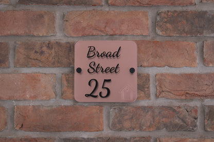 Double Layer Acrylic House Sign - Rounded Square - Black House