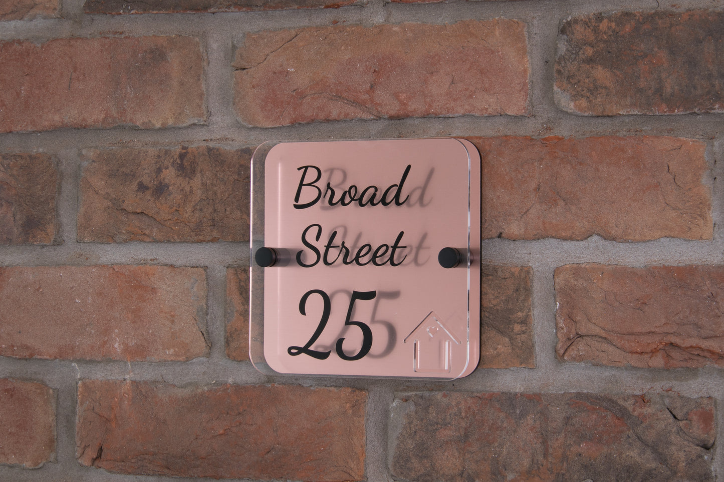Double Layer Acrylic House Sign - Rounded Square - Black House
