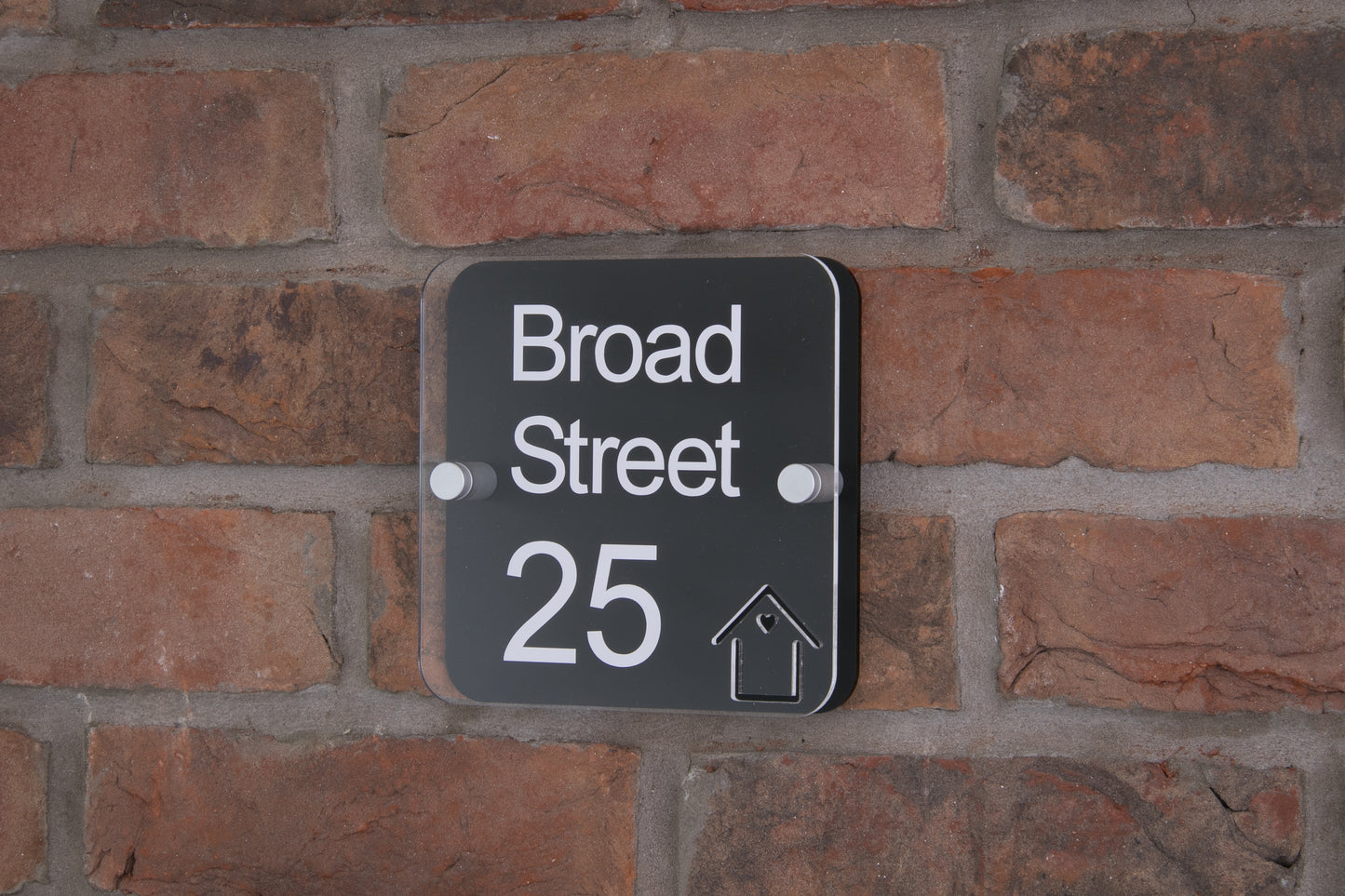 Double Layer Acrylic House Sign - Rounded Square - Black House
