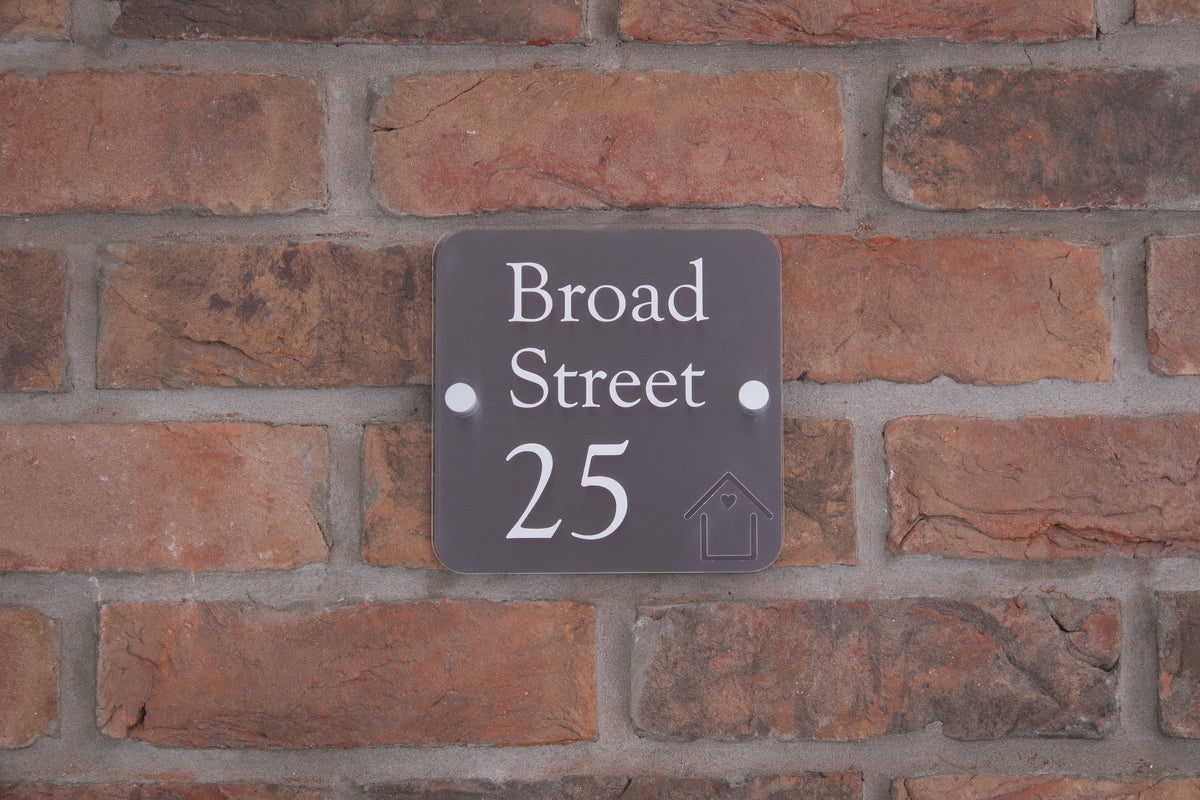 Double Layer Acrylic House Sign - Rounded Square - Black House