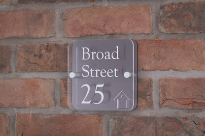 Double Layer Acrylic House Sign - Rounded Square - Black House