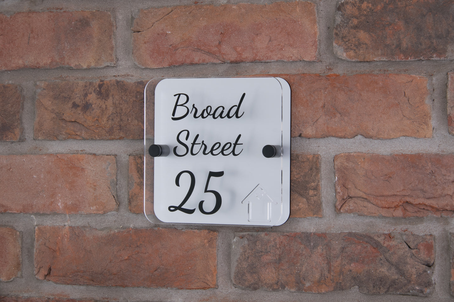 Double Layer Acrylic House Sign - Rounded Square - Black House
