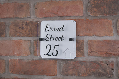 Double Layer Acrylic House Sign - Rounded Square - Black House