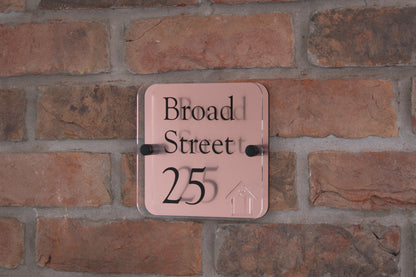 Double Layer Acrylic House Sign - Rounded Square - Black House