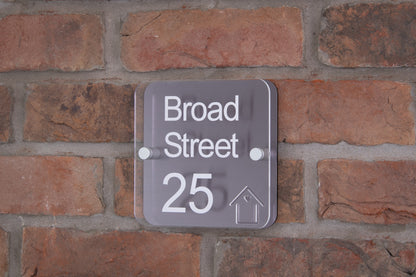 Double Layer Acrylic House Sign - Rounded Square - Black House