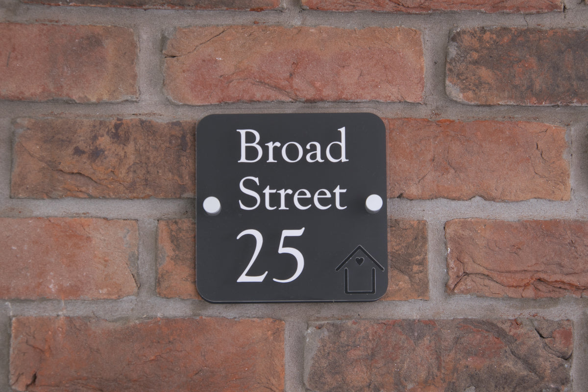 Double Layer Acrylic House Sign - Rounded Square - Black House