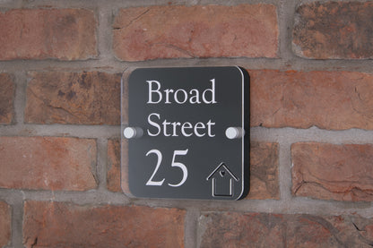Double Layer Acrylic House Sign - Rounded Square - Black House