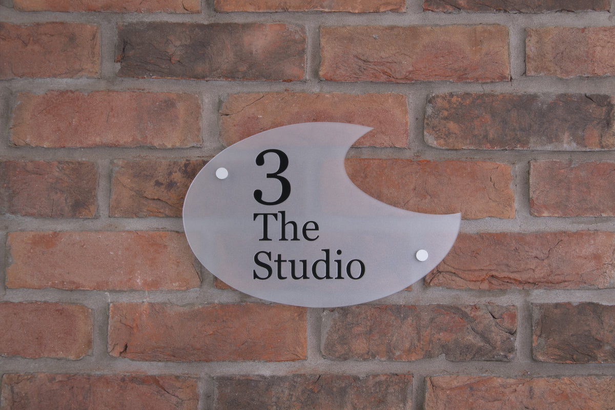 Acrylic House Sign - Crescent - Frosted/Clear
